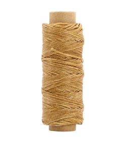 150D 0.8MM Leather Sewing Waxed Thread Flat Waxed Thread 2pcs[Khaki]