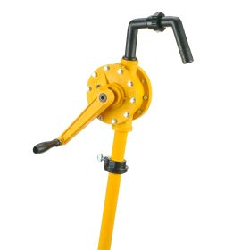 JAANHUEI RP90P Hand Rotary Drum Pump PP Hand Pump Oil Fuel Transfer Patented in Taiwan Yellow 51.9 inches (132 cm) PP FKM Seals 9.4 oz. (280 cc) Per R