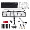 60" x 24" x 6" Hitched Mounted Folding Cargo Basket with Cargo Net, 500lbs Capacity for Car SUV Truck Trailer, Black