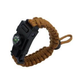 Outdoor Umbrella Rope Knife Camping Bracelet For Survival (Color: Brown)