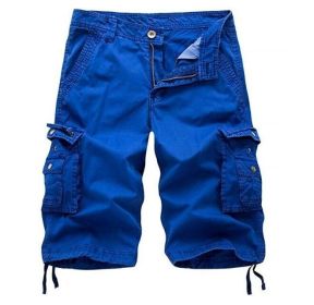 Mens Camo Cargo Shorts Relaxed Fit Multi-Pocket Outdoor Camouflage Cargo Shorts Cotton (Color: Blue, size: S)