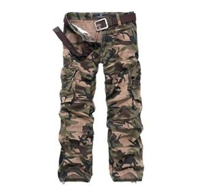 Men's Casual Cargo Pants Multi-Pocket Thick Washed Camouflage Military Work Trousers (Color: 2, size: 38)