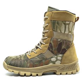 Waterproof Military Men Tactical Boots Camouflage Disguise Outdoor Hunting Boots for Men Mid-calf Trekking Shoes Size 9-15 (Color: Camouflage, size: 40)