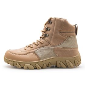 New Men's Military Boots High Top Outdoor Hiking Shoes Men Anti-collision Quality Army Tactical Sport Jogging Trekking Sneakers (Color: Beige, size: 40)