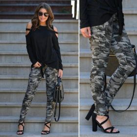 Autumn Casual Pants Sexy Slim Fit Camouflage Printed Casual Pants (Color: Camouflage, size: S)