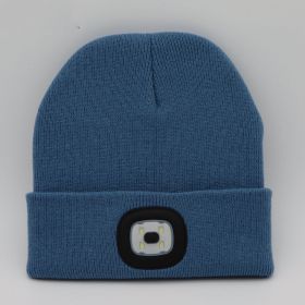 LED Knit Hat Button Cell Type Knitted Hat With Light Glowing (Color: Light Blue, style: B)